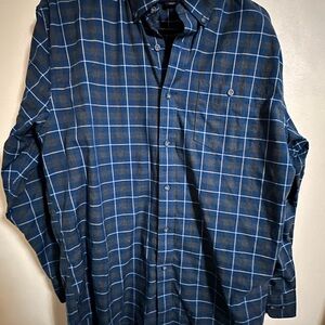 Pendleton Shirt Mens LARGE blue plaid long Sleeve Button Up cotton Size L